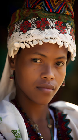 Unidentified Zanzibar woman in traditional dressの素材
