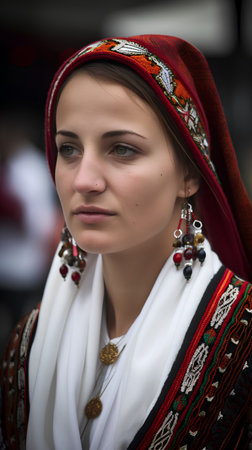 Unidentified Russian woman in national costume.の素材