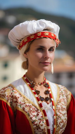 Portrait of a beautiful woman in the national costume of Ukraine.の素材