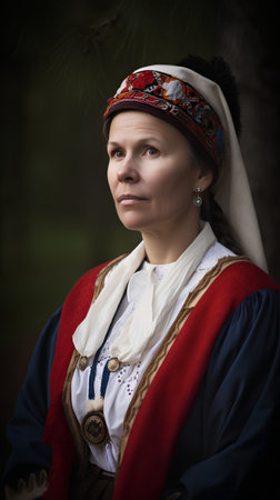 Portrait of a woman in a historical costume of the Middle Agesの素材