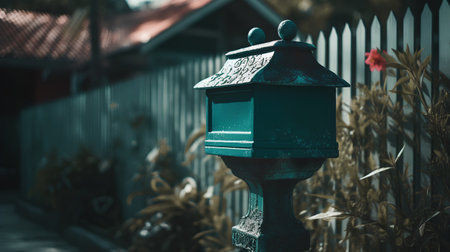 Lantern on the background of the fence of the house.の素材
