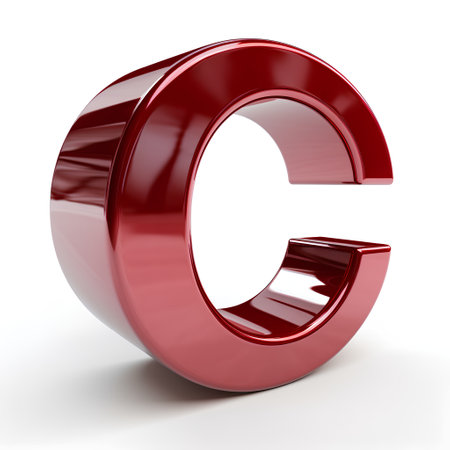 letter C 3d red isolated on white background with shadow - 3d renderingの素材