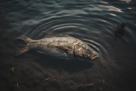 Freshwater fish just taken from the water. Catching freshwater fish.の素材