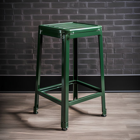 Green metal stool in the interior of the room. 3d renderingの素材