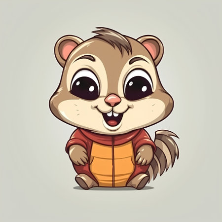 Cute cartoon chipmunk. Vector illustration of a rodent.の素材