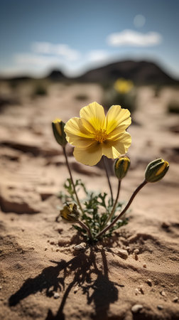 Yellow flower in the desert, shallow depth of field, selective focusの素材