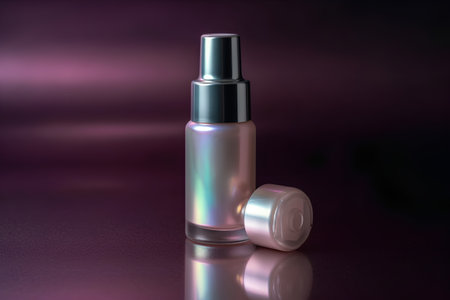 3d render of cosmetic bottle on a dark background with reflection.の素材