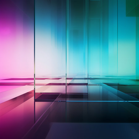 Abstract blue and pink background with glass panels, 3d render illustrationの素材