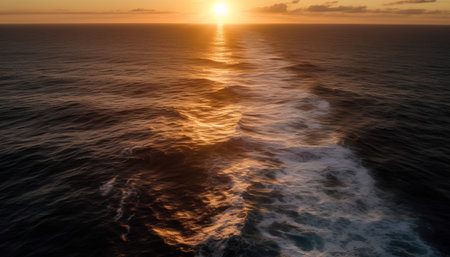 Aerial view of the sunset over the ocean. Nature composition.の素材