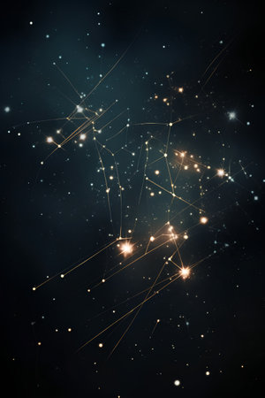 Abstract space background with stars and constellations. 3d renderingの素材