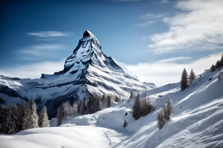 Matterhorn - Swiss alps mountain peak in winter, Switzerlandの素材