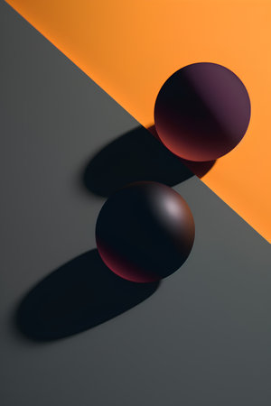3d render of three easter eggs on black and orange backgroundの素材