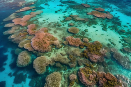 Aerial view of coral reef in Red sea, Egypt, Africaの素材