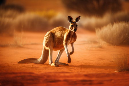 Kangaroo in the Australian desert - 3D Rendered Imageの素材