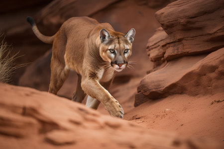 Mountain Lion (Puma concolor) in Valley of Fire State Park, Nevadaの素材