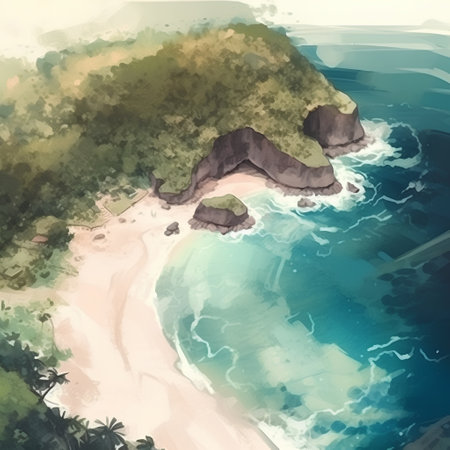 Illustration of a beautiful beach in the island of Sri Lanka.の素材