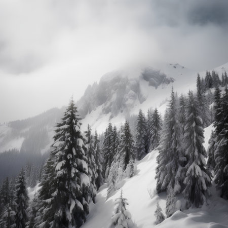 Snowy winter landscape in the Carpathian Mountains (Ukraine)の素材