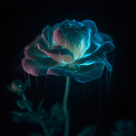 Blue rose on a dark background. 3d rendering, 3d illustration.の素材