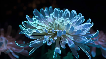 Beautiful chrysanthemum flower with dew drops on petalsの素材