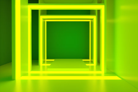 Abstract modern architecture background, empty open space interior. 3D renderingの素材