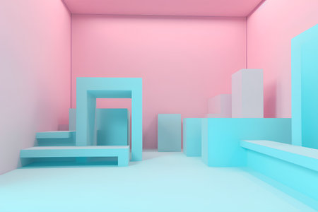 Abstract minimal geometrical background, pastel colors, 3d render illustrationの素材