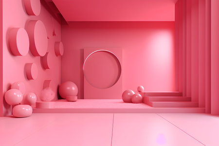 3d render of abstract minimal geometric forms, podium for product displayの素材