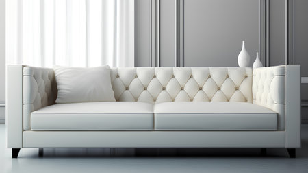White leather sofa with pillows in classic interior. 3d renderの素材