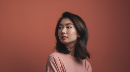 Portrait of beautiful young asian woman with clean fresh skin.の素材