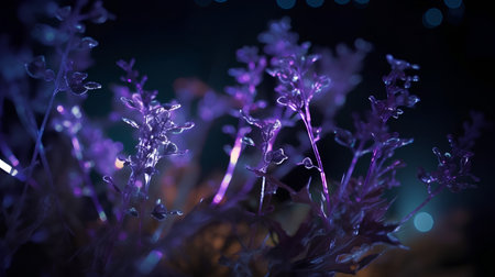 abstract background with purple flowers and bokeh, close upの素材