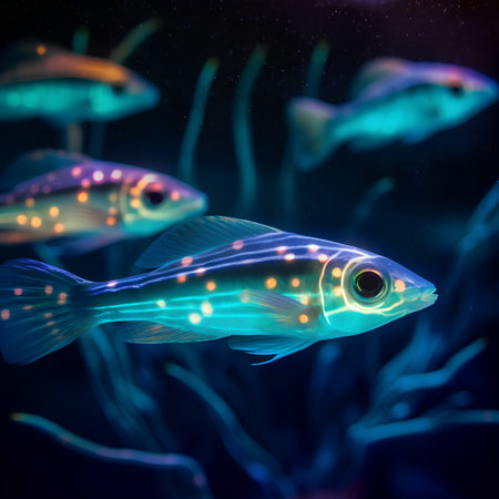 Colorful fish swimming in aquarium. Underwater life. 3d renderingの素材