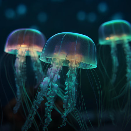 Jellyfish in the ocean. 3D rendering of jellyfishの素材