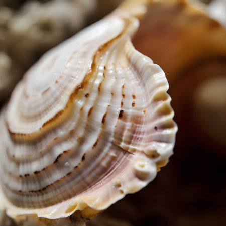 Close up of a seashell as background. Shallow depth of fieldの素材