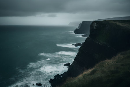 Cliffs of Moher in County Clare, Ireland. Long exposure.の素材