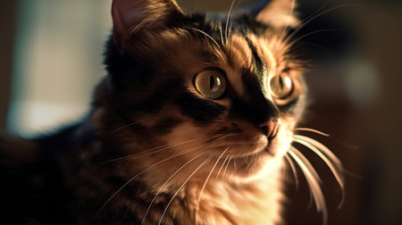 Portrait of a beautiful cat with big eyes. Toned.の素材