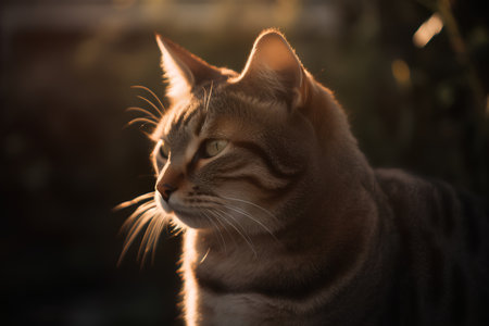 Portrait of a cat in the sunset light. Selective focus.の素材