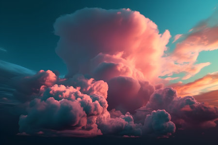 Colorful clouds in the sky at sunset. 3D illustration.の素材