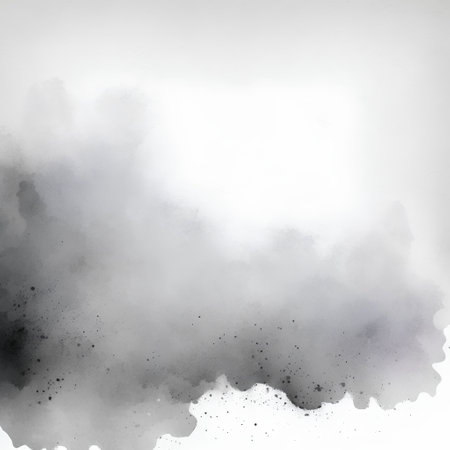 Abstract black watercolor on white paper background. Hand drawn illustration.の素材