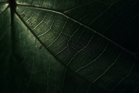Green leaf macro close up. Nature background. Selective focus.の素材