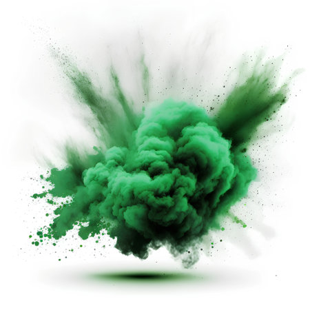 Green powder explosion isolated on white background. Abstract colored cloud. Vector illustrationの素材