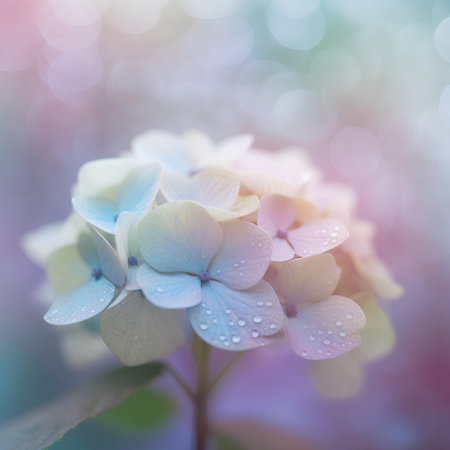 Beautiful hydrangea flowers in soft color and blur styleの素材