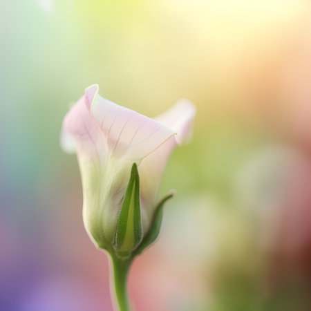 Close up of pink bellflowers on blurred background with bokehの素材