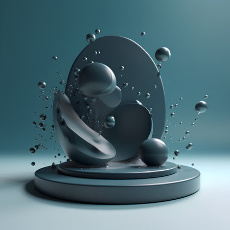 3d abstract geometric forms. Glossy podium for product presentation. Minimal composition.の素材