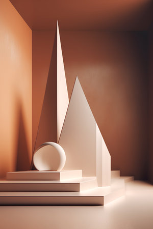 Minimalist abstract scene with geometrical forms. 3d renderの素材