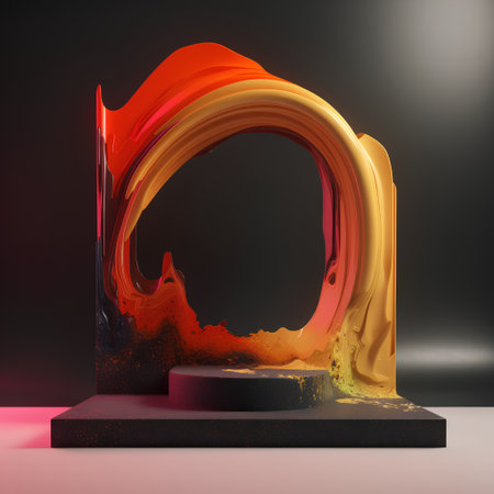 Abstract 3d rendering of geometric forms. Glossy podium for your design.の素材