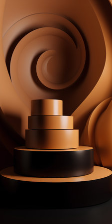 Abstract 3d rendering of geometric forms. Glossy podium for product presentation.の素材