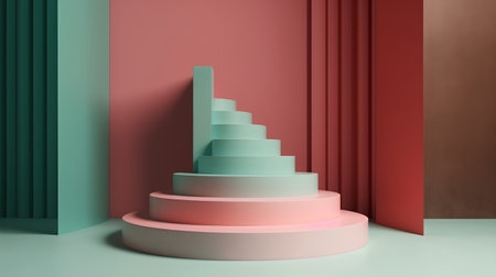 Staircase in the room, 3d rendering. Computer digital drawing.の素材