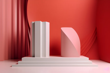 Abstract minimal scene with white podium. Award ceremony concept. 3d renderの素材