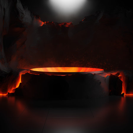 Flaming hot coals in open pit. 3D renderingの素材