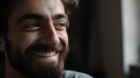 Portrait of a handsome young man with a beard and mustache.の素材
