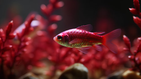 Tropical fish in the aquarium. Beautiful underwater world with corals and tropical fish.の素材